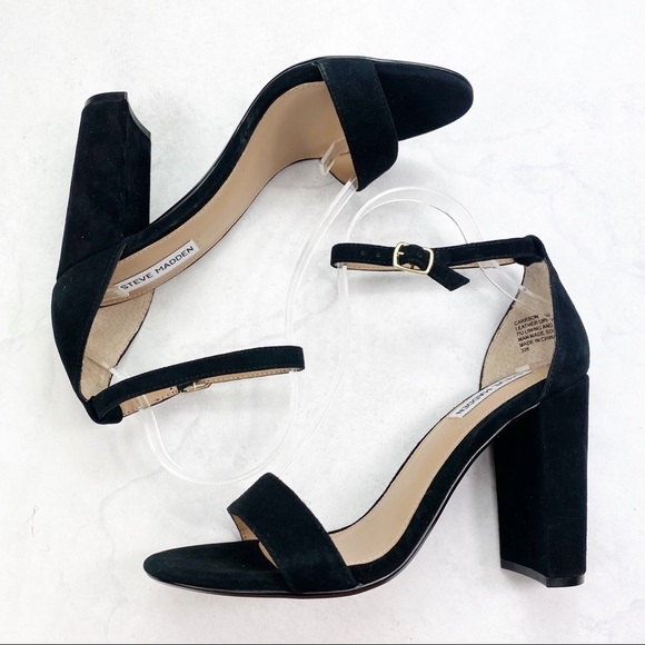 [Steve Madden] Black Suede Ankle Strap Heels - Picture 5 of 6